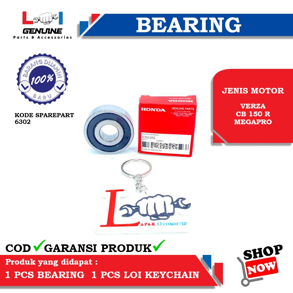 -LOI- BEARING KOTAK BEARING LAHER 6302 RODA CBR, VERZA, SONIC, GLPRO, REVO, KHARISMA, MEGAPRO