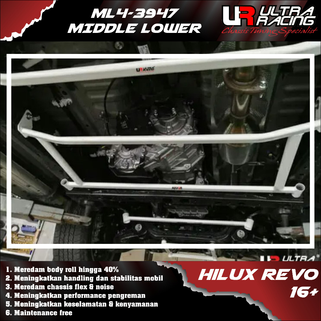 Aksesoris Strutbar Stabiliser Bar ULTRA RACING - Middle lower (4points) ML4-3947 Toyota Hilux Revo 1