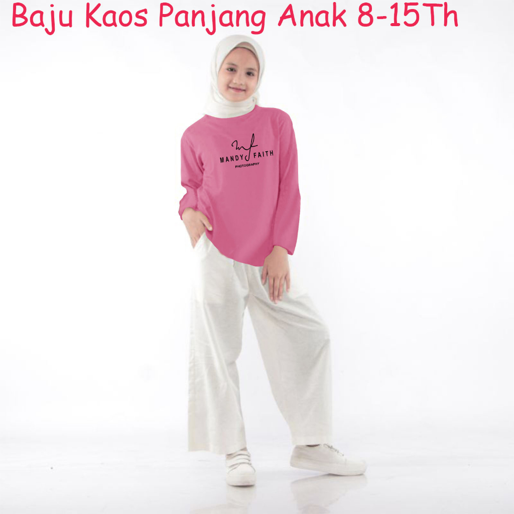 Baju Kaos Anak Perempuan Lengan Panjang Hijab Usia 8-15 Tahun / Kaos Abg / Fashion Anak / Atasan Ana