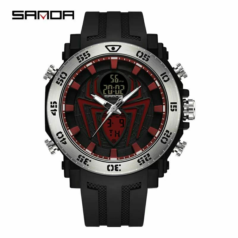 Jam Tangan Sanda Spider Dualtime Original Kuarsa Water Resistance 5 BAR Men Watch's Outdoor