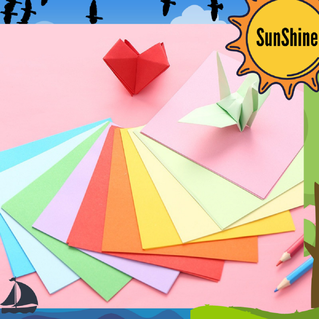 

✨ Sunshine Fancy ✨ 13 x 13Cm Kertas Lipat Origami Warna 2 Sisi 100 Lbr AT0057