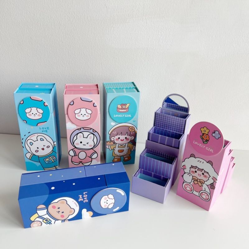

Kotak Pensil Karton Berdiri Tingkat/Tempat Pensil Anak Sekolah/Kotak pensil Lucu aesthetic