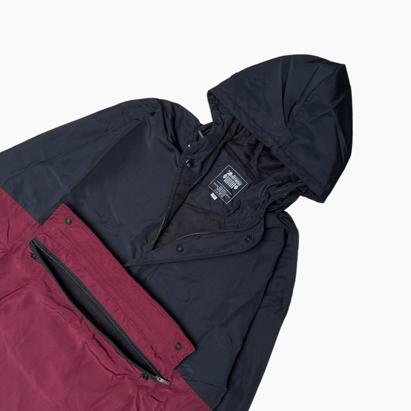 Jaket Cagoule parasut Kombinasi Hitam kombinasi Maroon Jaket Pria Wanita