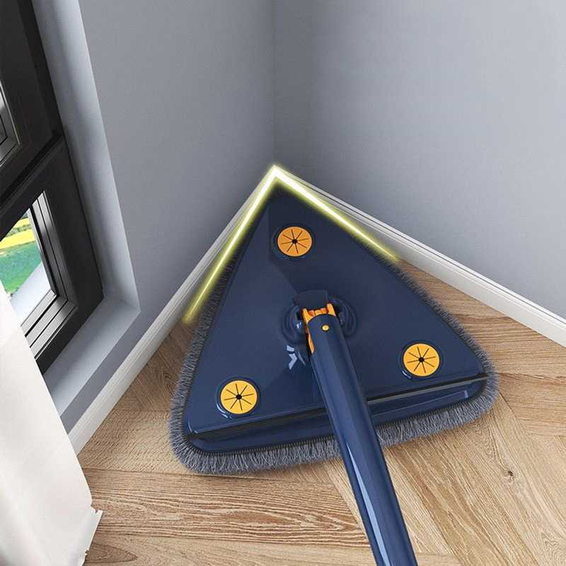 Alat Pel Kain Microfiber Cleaning Mop Triangular 360 Rotating Desain Unik Gagang Teleskopik Kain Mikrofiber
