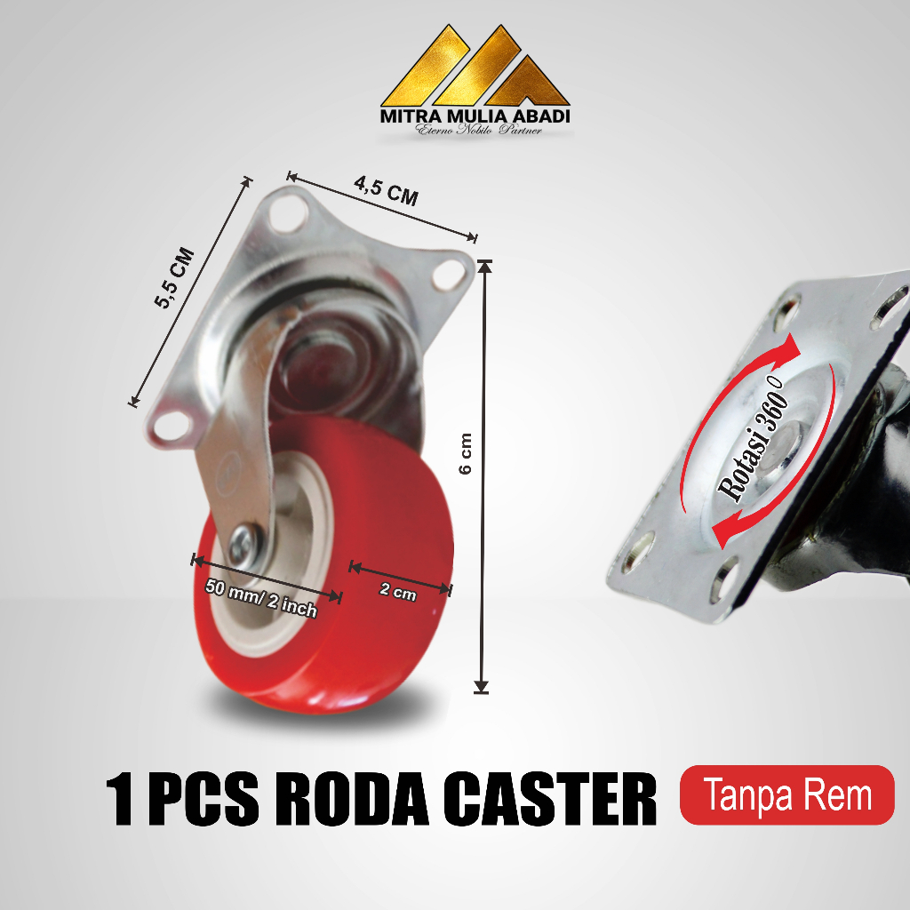 1PCS Casters Roda merah 50mm (2 inch) - per pcs l Kaki Roda Etalase