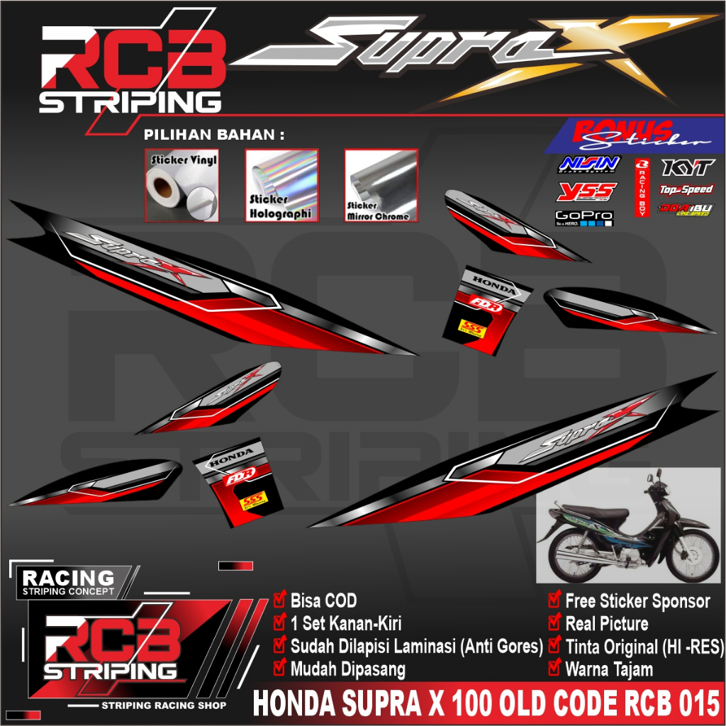 STRIPING TERMURAH VARIASI SUPRA X 100 LAMA / STICKER LIST HONDA SUPRA X 100 2002 RCB 015