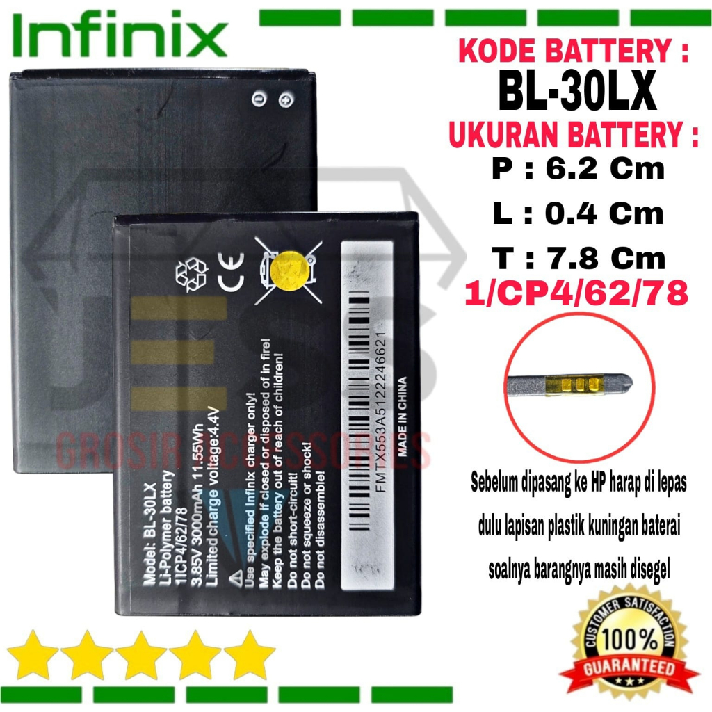 Baterai Battery Original ERRLY BL-30LX BL30LX For Type INFINIX Hot 3 , Hot 3 Max X553 , Hot 3 Lite X554