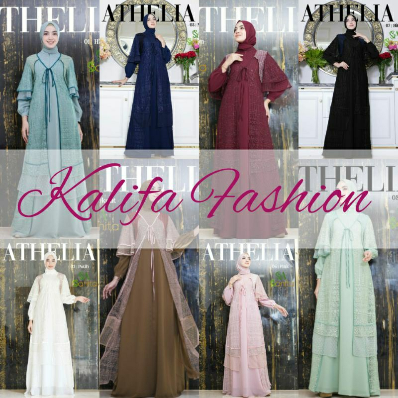 Athelia Dress by Sanita Hijab / Gamis Set Syar’i / Dress Muslimah Branded / Baju Syari Terbaru / Fas
