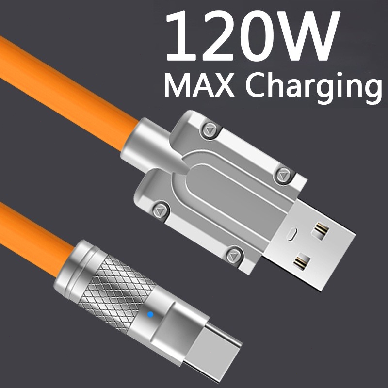 【CB025】SK 120W 6A Super Fast Charge Type C Micro IP Silikon Cair Pengisian Super Cepat/Kabel Data Micro USB Charger Untuk Android &amp; iPhone