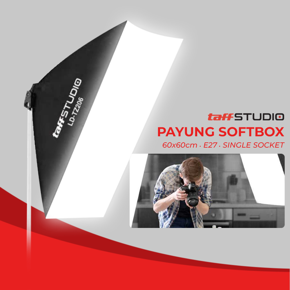 TaffSTUDIO Payung Softbox Reflektor 60x60cm E27 Single Socket - LD-TZ206 - Black