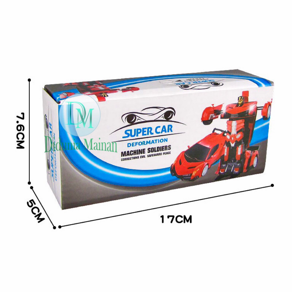 Mainan edukasi mobil mobilan super car lampu robot transformers