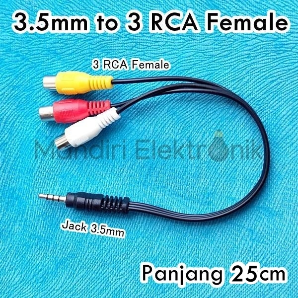 Kabel Audio 3.5mm to 3 RCA Female Cable - Audio 3.5mm to 3 AV - 3.5 Male to 3 RCA Female