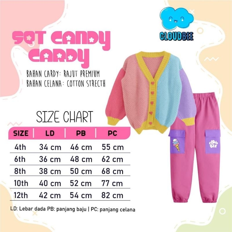 Ready ‼️ Setelan anak Cardy Candy Colourful by Cloudbee bisa COD