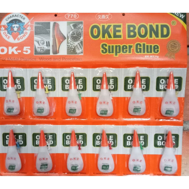 

lem super glue/lem cair x ton / ok bond ( 1 kp isi 12pc )