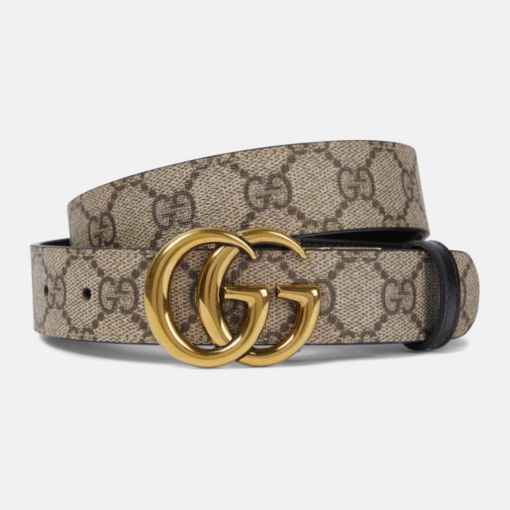 GG Supreme and Leather 3cm Reversible Belt Black/Beige GHW