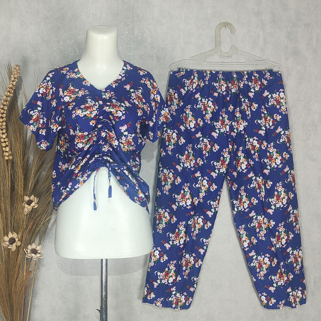 SETELAN PANJANG SERUT TANGAN / BABYDOLL / BAJU TIDUR / PIYAMA (pilih motif)