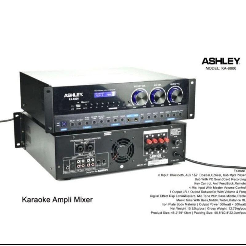 Power amplifier karaoke Ashley KA6000 KA 6000 original bluetooth