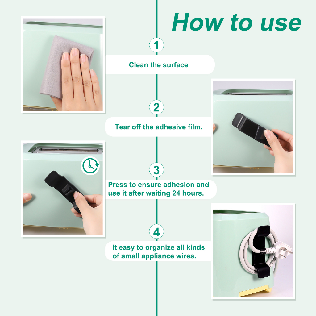 YGRETTE - Exryhon Holder Kabel Organizer Sticky Cord Wrapper for Appliances 4PCS PERALATAN ELEKTRONIK JUICER MAGIC JAR