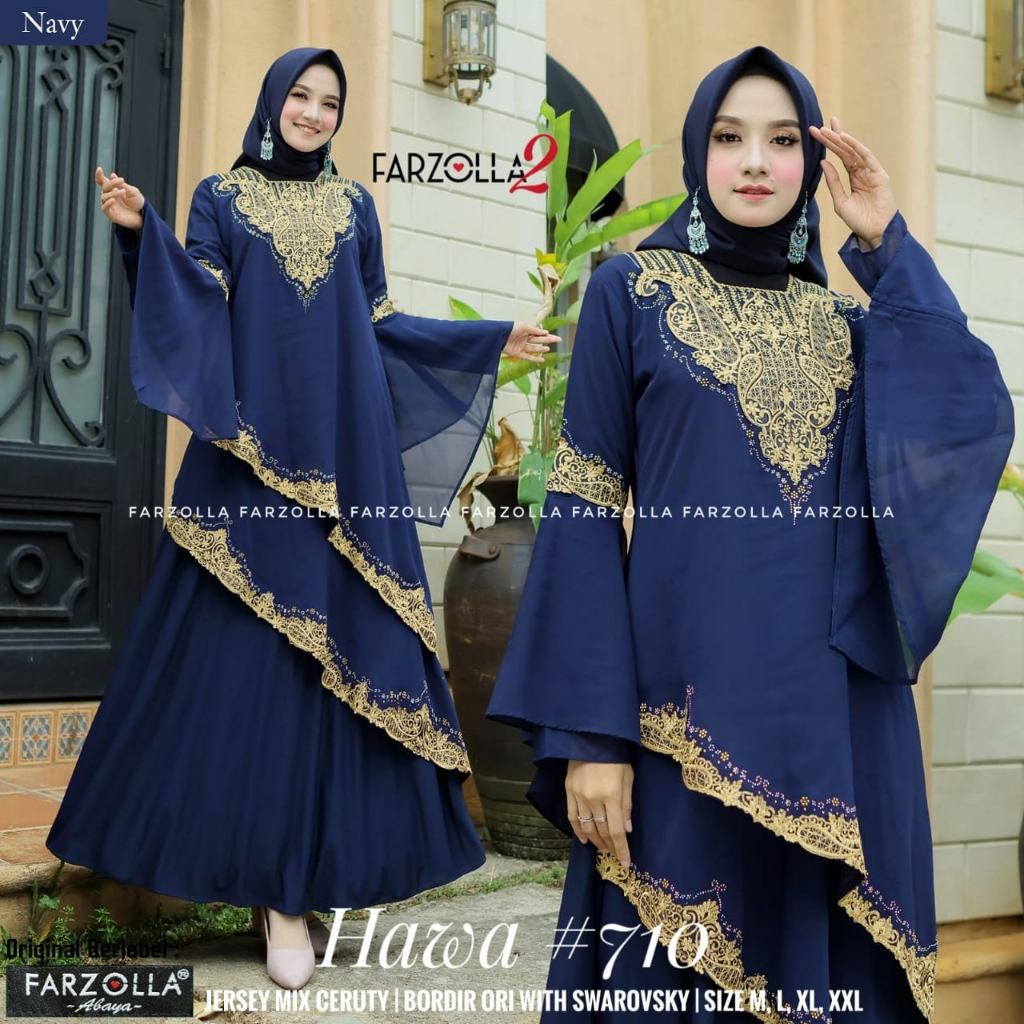 Hawa#710 Dress Gamis Turkey Muslim Bordir Original Produk By Mega Store