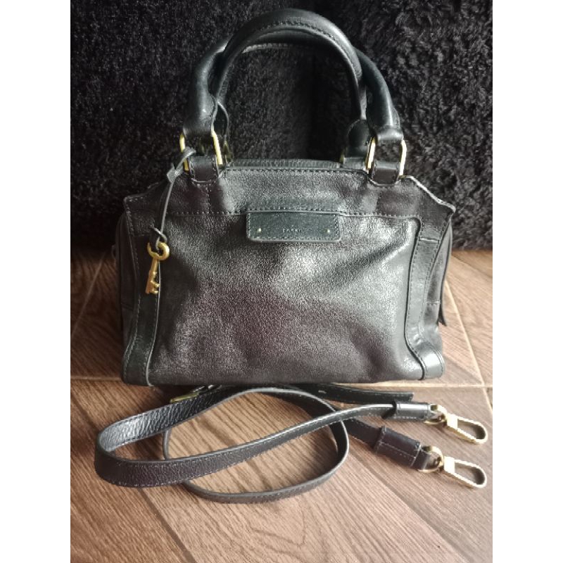 tas Fossil preloved pl fosil hitam second bekas