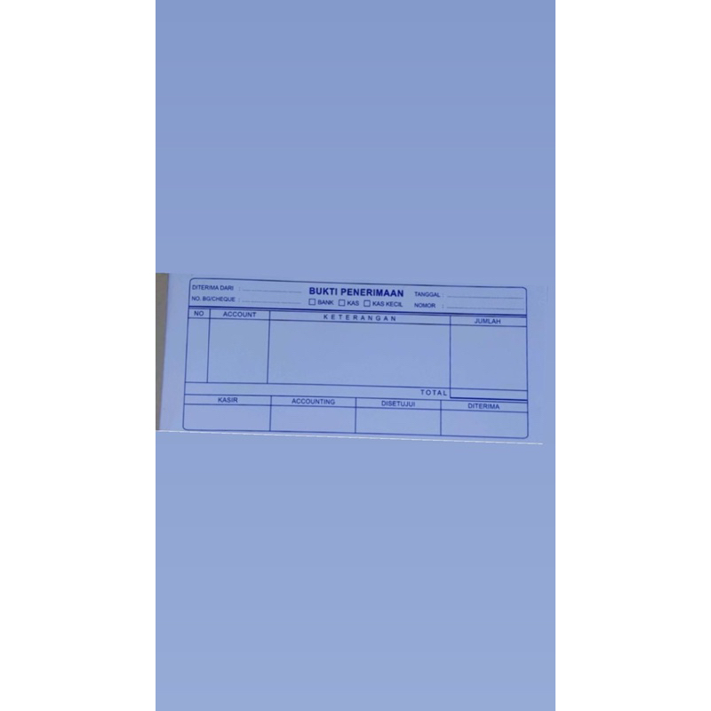 

bukti penerimaan bank , voucher bank