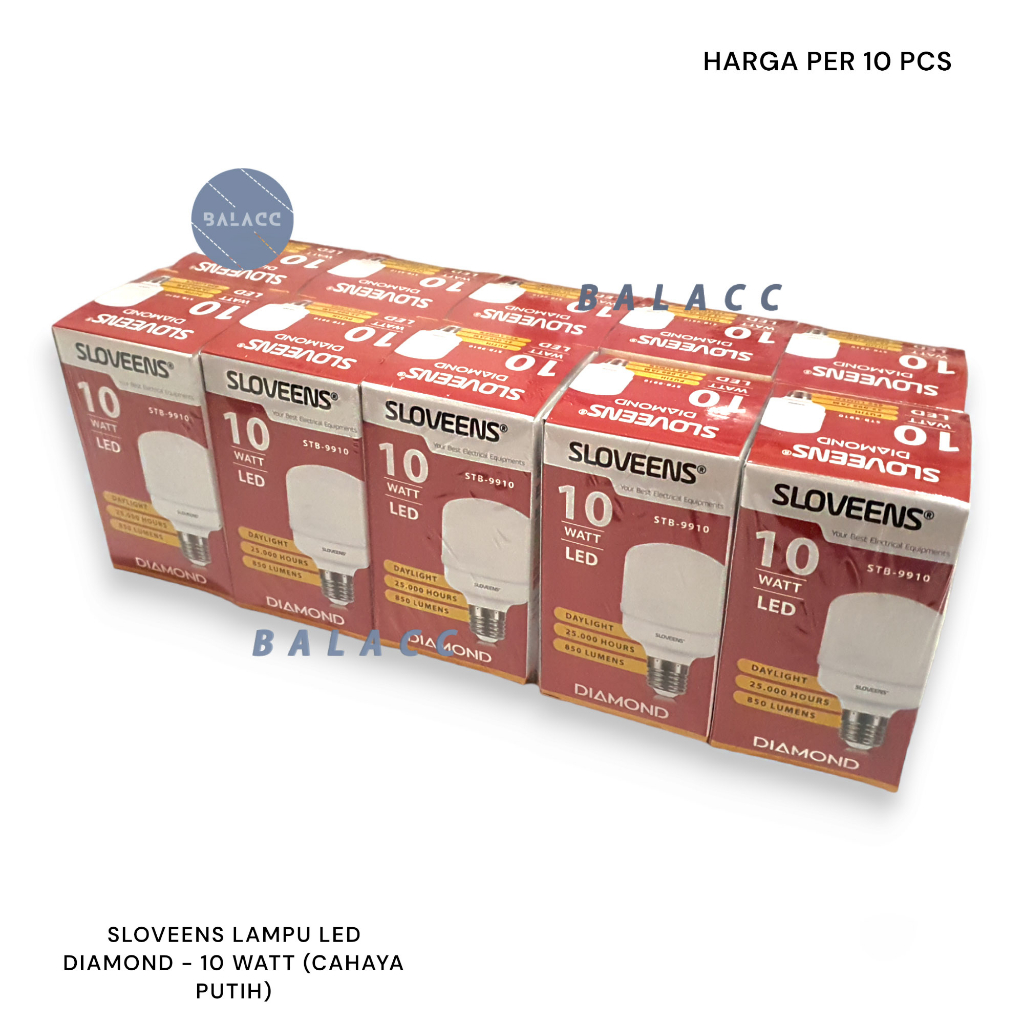 Lampu Led Sloveens Diamond 10 watt 10w Cahaya Putih Terang Berkualitas ( Paket isi 10 Pcs )