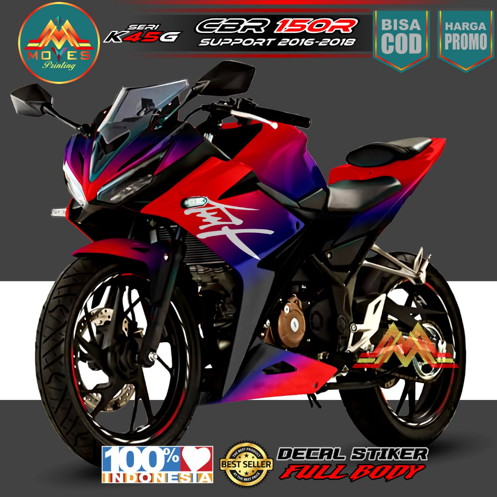 ⭐⭐⭐⭐⭐ BISA COD. stiker cbr decal stiker motor cbr 150 r  full body stiker cbr 150r 2017 facelift mot