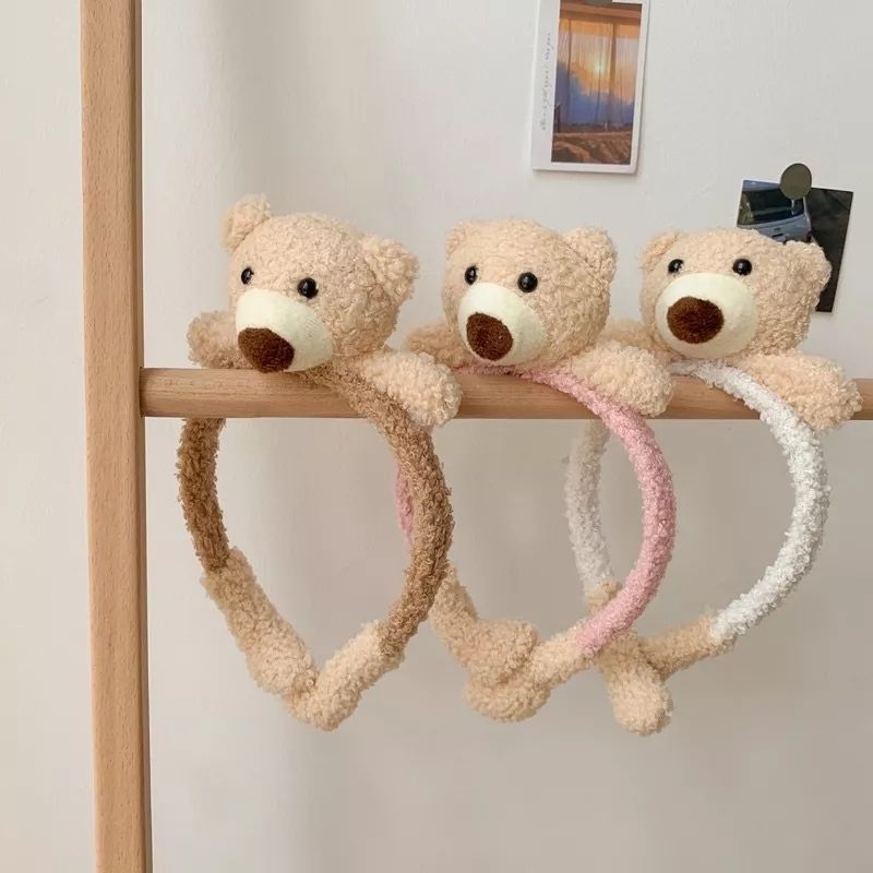 Bando anak perempuan wanita korea fluffy bear rabbit impor Bandana anak korea