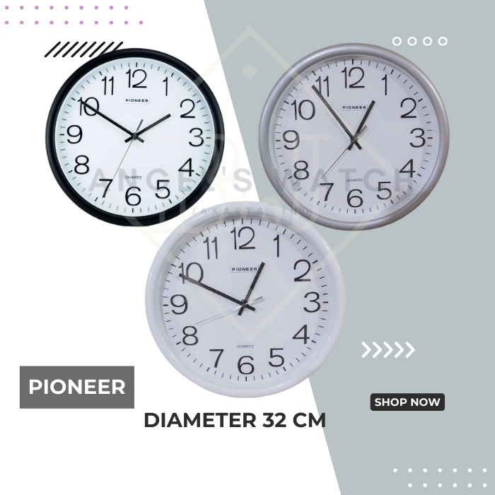 JAM DINDING QUIET SWEEP ORIGINAL PIONEER JAM DINDING POLOS SENYAP TANPA SUARA 32 CM PT 2132