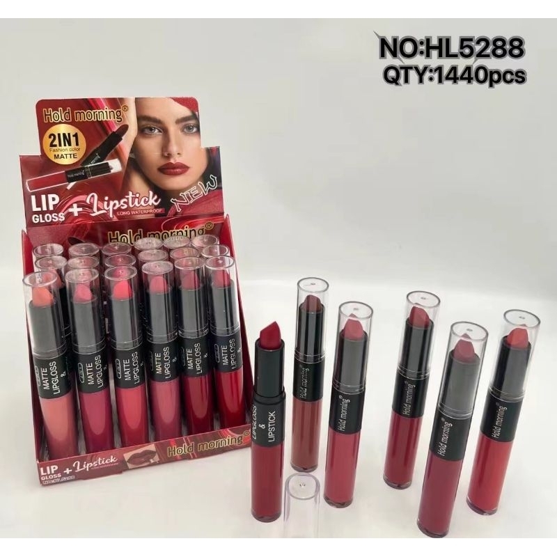 [ SATUAN ] HOLD MORNING 2IN1 LIPCREAM+ LIPSTICK NEW 5288
