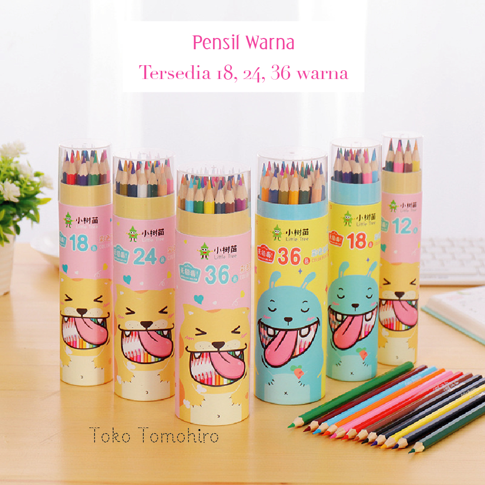 

[TokoTomo] - 1 Set Pensil Warna 18-24-36 pcs Warna Bentuk Tabung