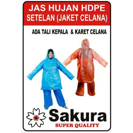 12 Biji Jas Hujan Plastik/Kresek/Ldpe Jaket Celana merk SAKURA