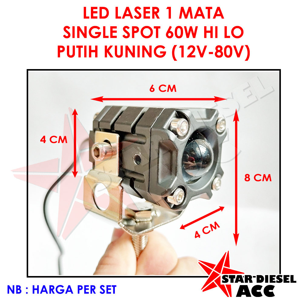 MINI PROJIE LED LASER SATU MATA PUTIH KUNING HI LO SUPER TERANG HJG LASER 60W