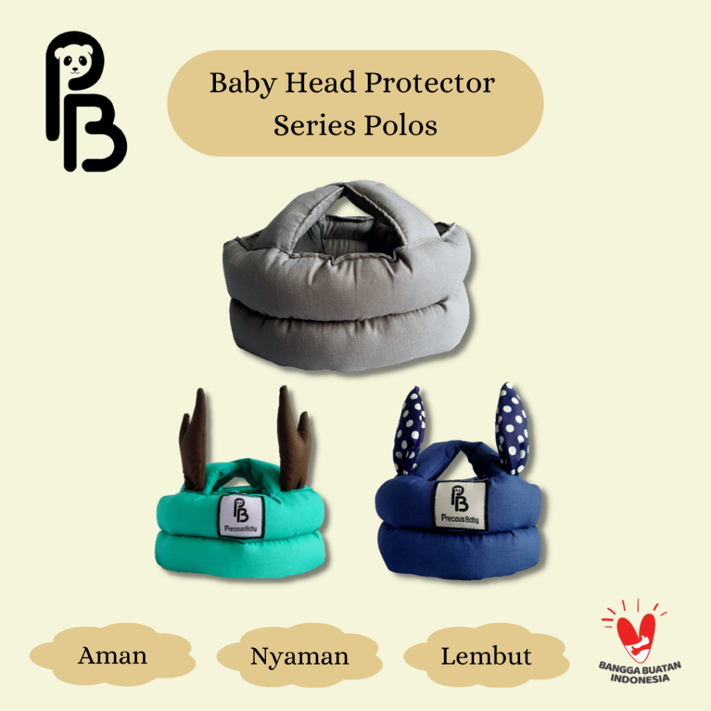 Precious Baby | Topi Pelindung Kepala Bayi Polos Premium | Baby Head Protector Premium | Baby Head Safety Helmet