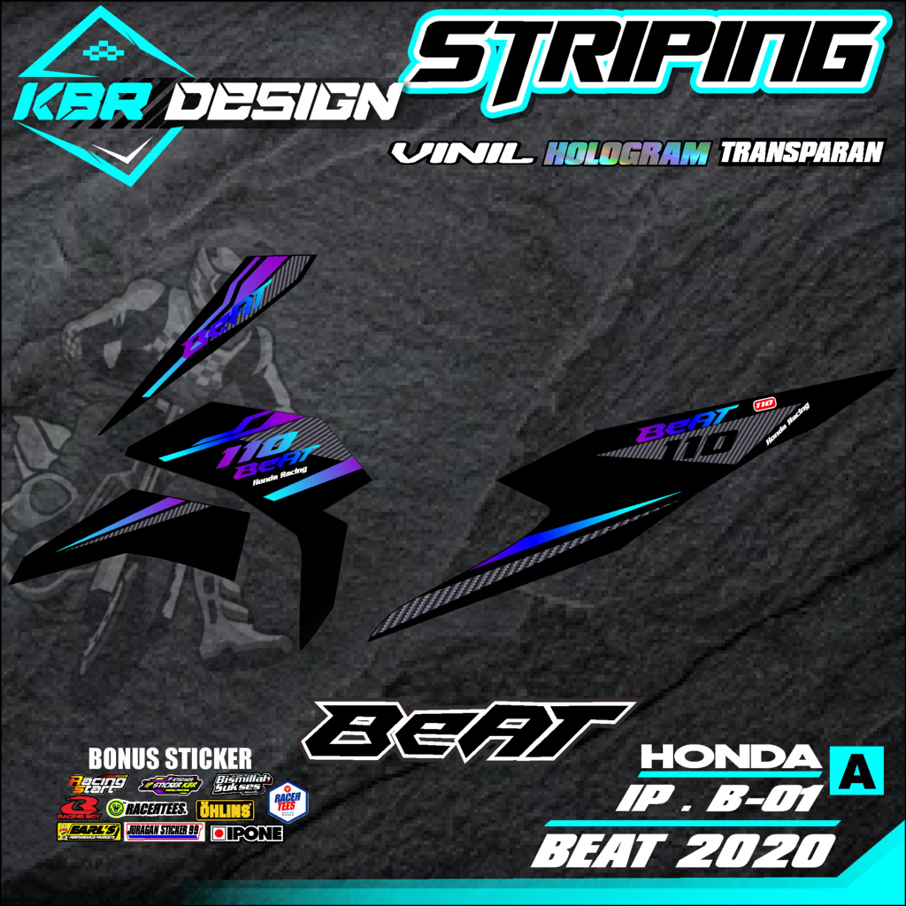 COD Stiker Striping BEAT 2020/ Sticker Variasi List Skotlet Motor Honda BEAT 2020/ KODE IP.B-01