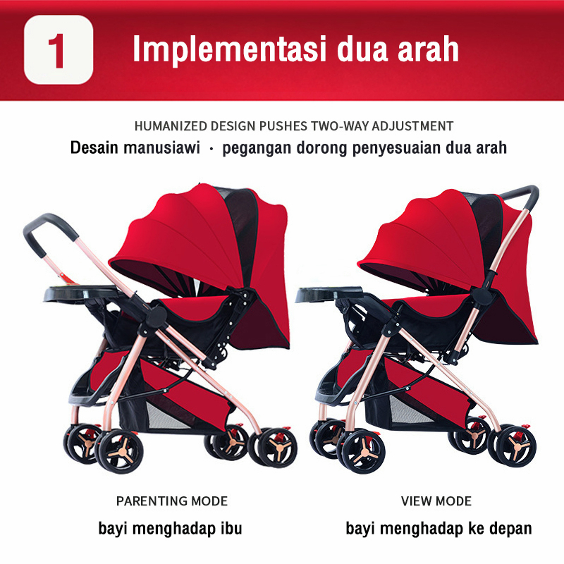 Ready stock✅[Garansi 3 tahun] stroller baby stroller bayi stroler bayi kereta dorong bayi stoler bayi lipat perlengkapan bayi merah/biru/abu anak laki-laki atau perempuan pasar Perjalanan keluar anjing kucing