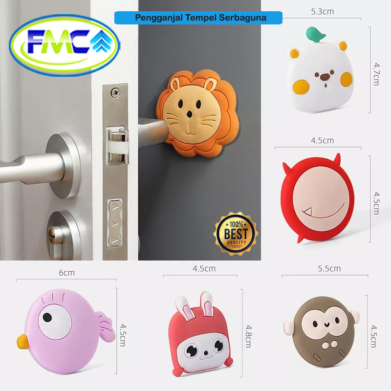 Pelindung Bantalan Gagang Pintu Silikonne Karet Penahan Benturan Pintu Dinding Tembok Tempel Motif Karakter Kartun Lucu