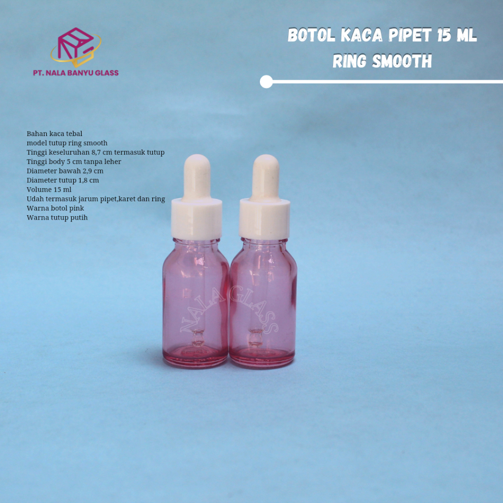 BOTOL PIPET 15ML PINK /BOTOL SERUM 15ML RING SMOOTH