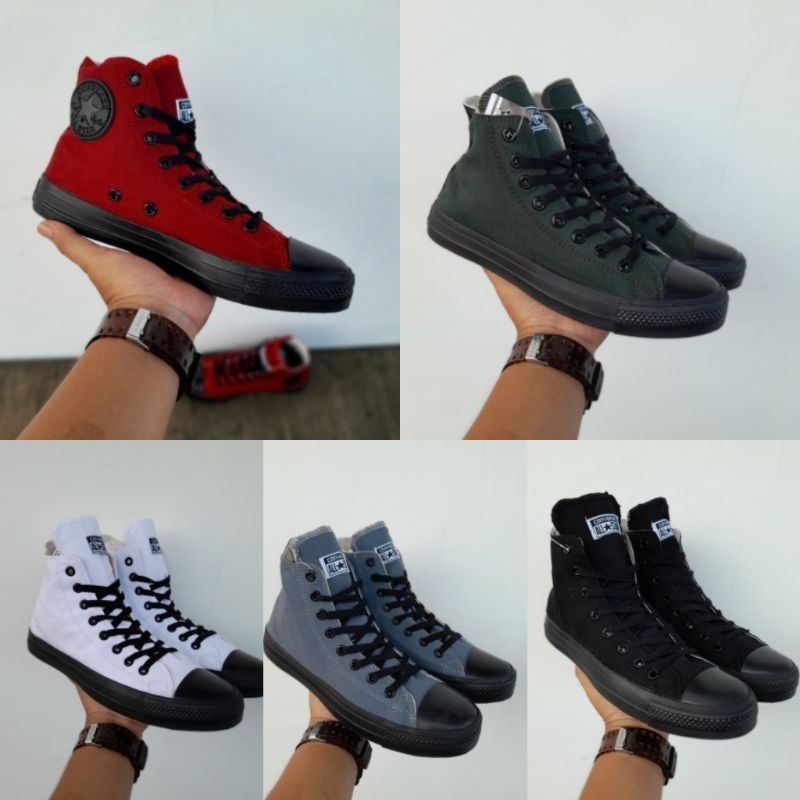 Sneakers Converse/Sepatu Casual Santai/Sepatu Converse High FULLBLACK Wanita Pria