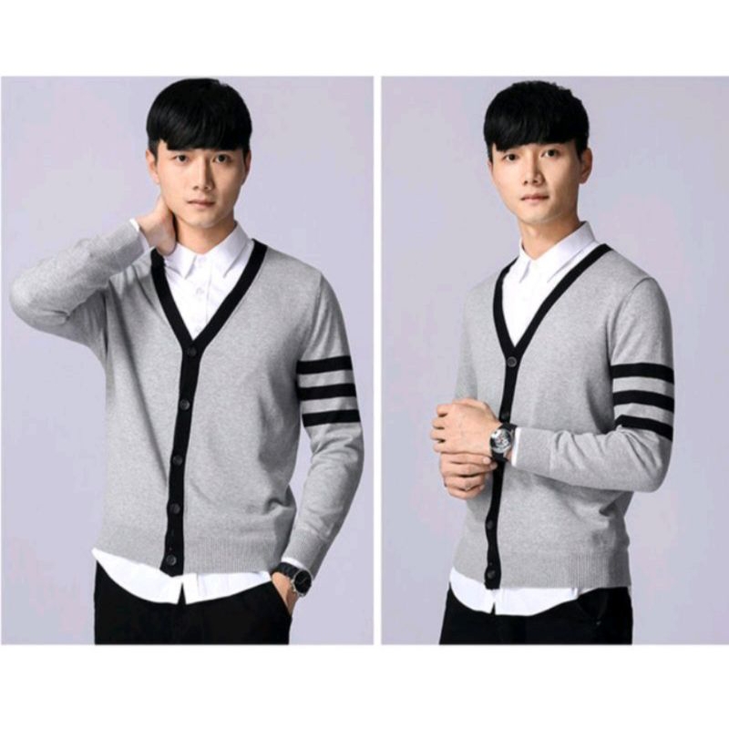 Cardigan Pria Garis and hand Pollet