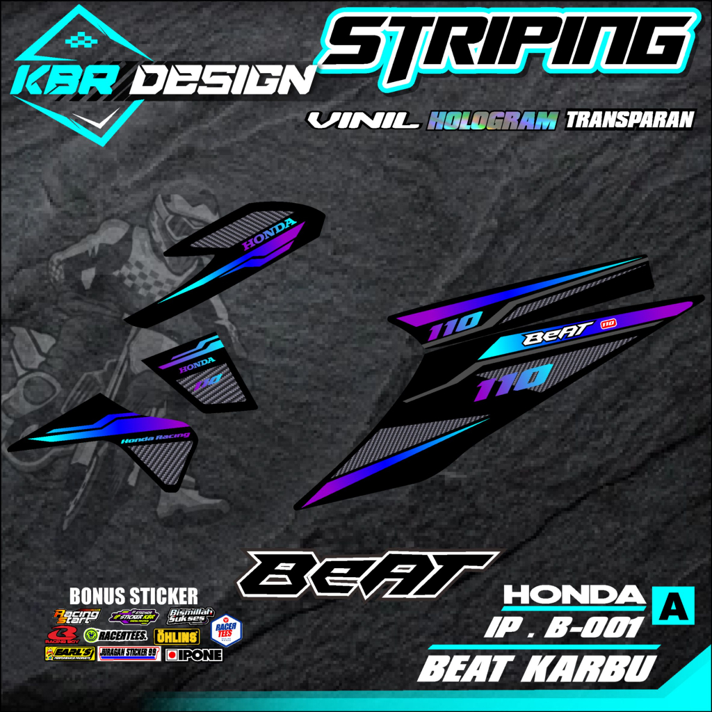 COD Stiker Striping BEAT KARBU/ Sticker Variasi List Skotlet Motor Honda BEAT KARBU/ KODE IP.B-001