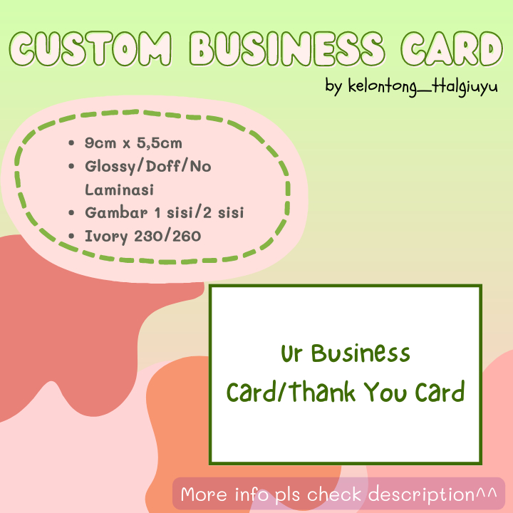 

Cetak custom kartu nama business card thank you card tanpa laminasi