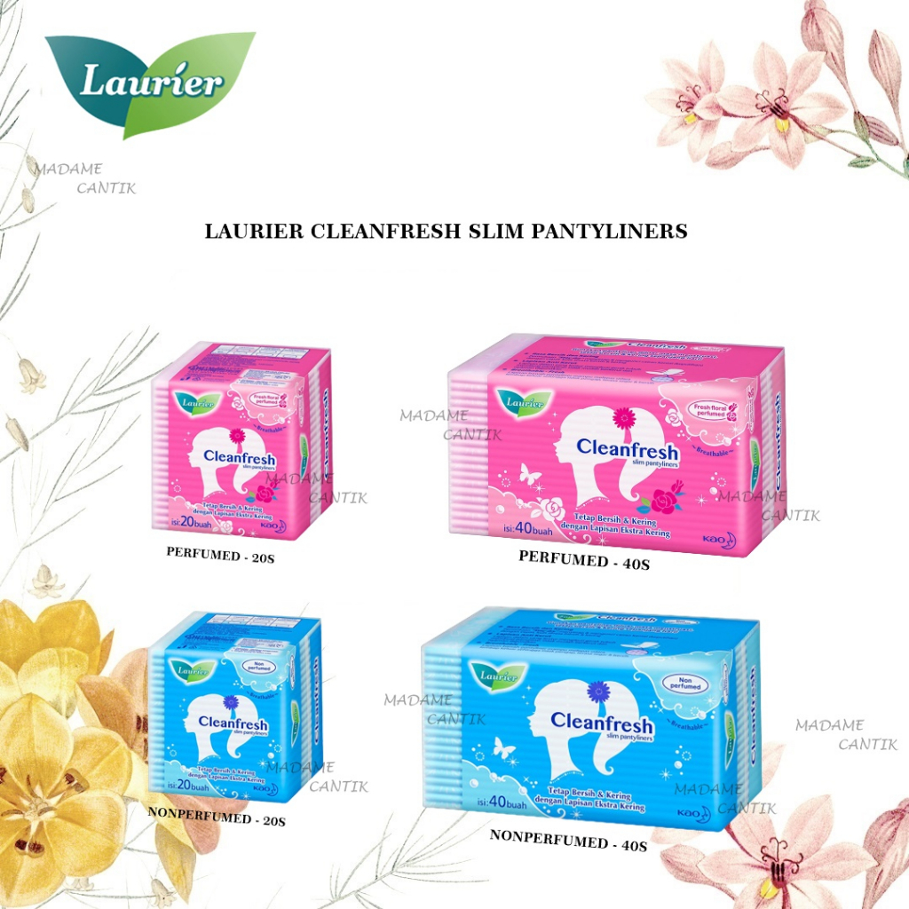 ✿ MADAME ✿ LAURIER CLEANFRESH SLIM PANTYLINERS -FRESH FLORAL PEMBALUT