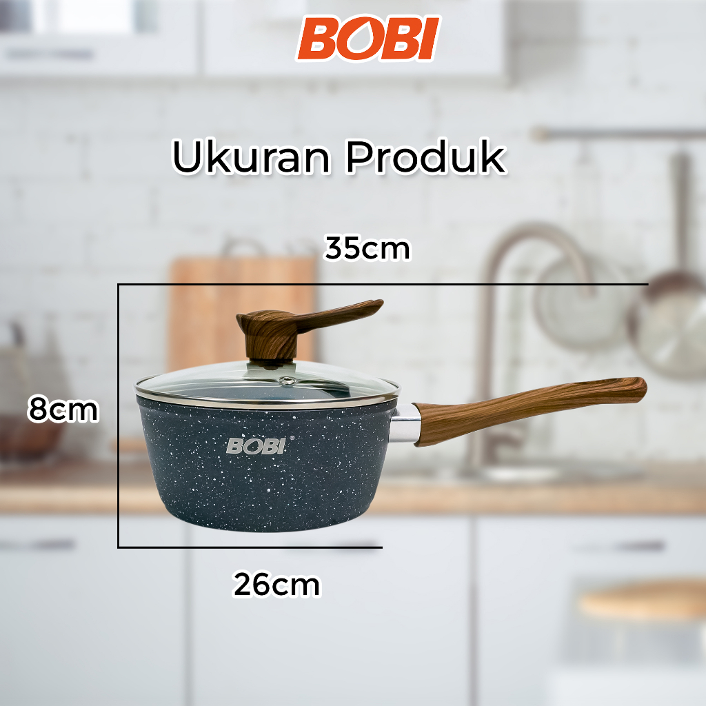 Saucepan Cookware 18cm kode BB-S-18 // Panci Anti Lengket Pan Kuah Masak Goreng BOBI - Warna Random