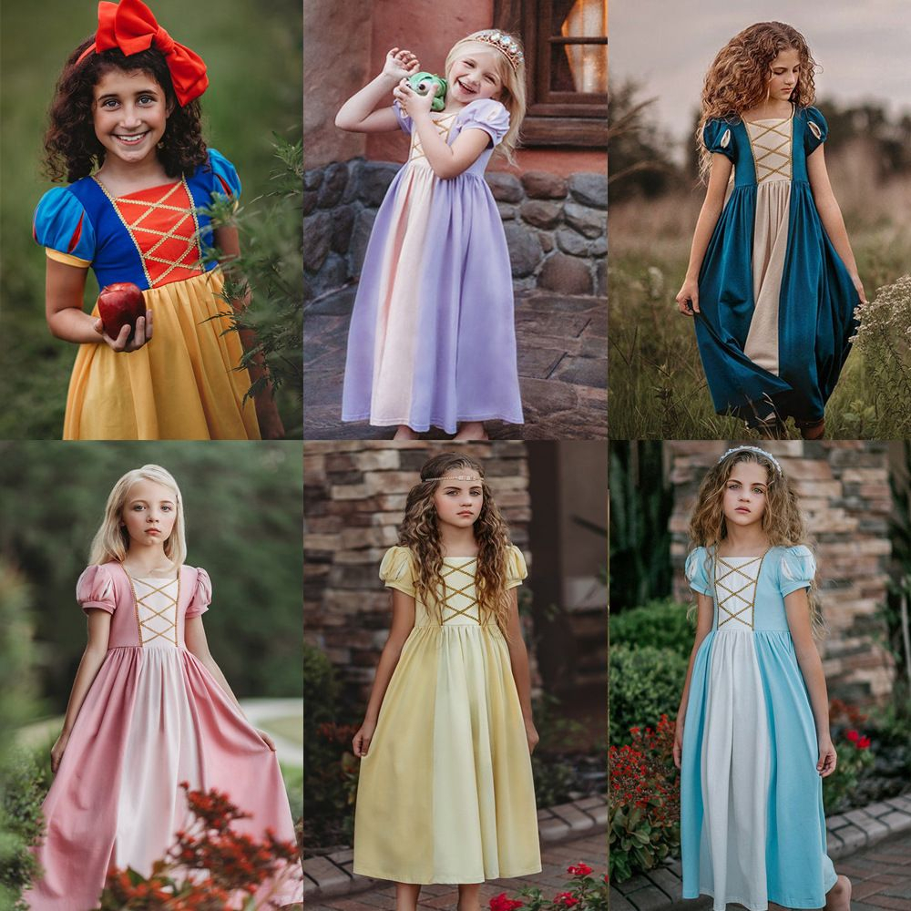 GAUN DRESS KOSTUM PRINCESS ANAK BELLE CINDERELLA SNOW WHITE AURORA MERMAID RAPUNZEL TINKERBELL FROG PRINCESS ARIEL MERMAID CANTIK