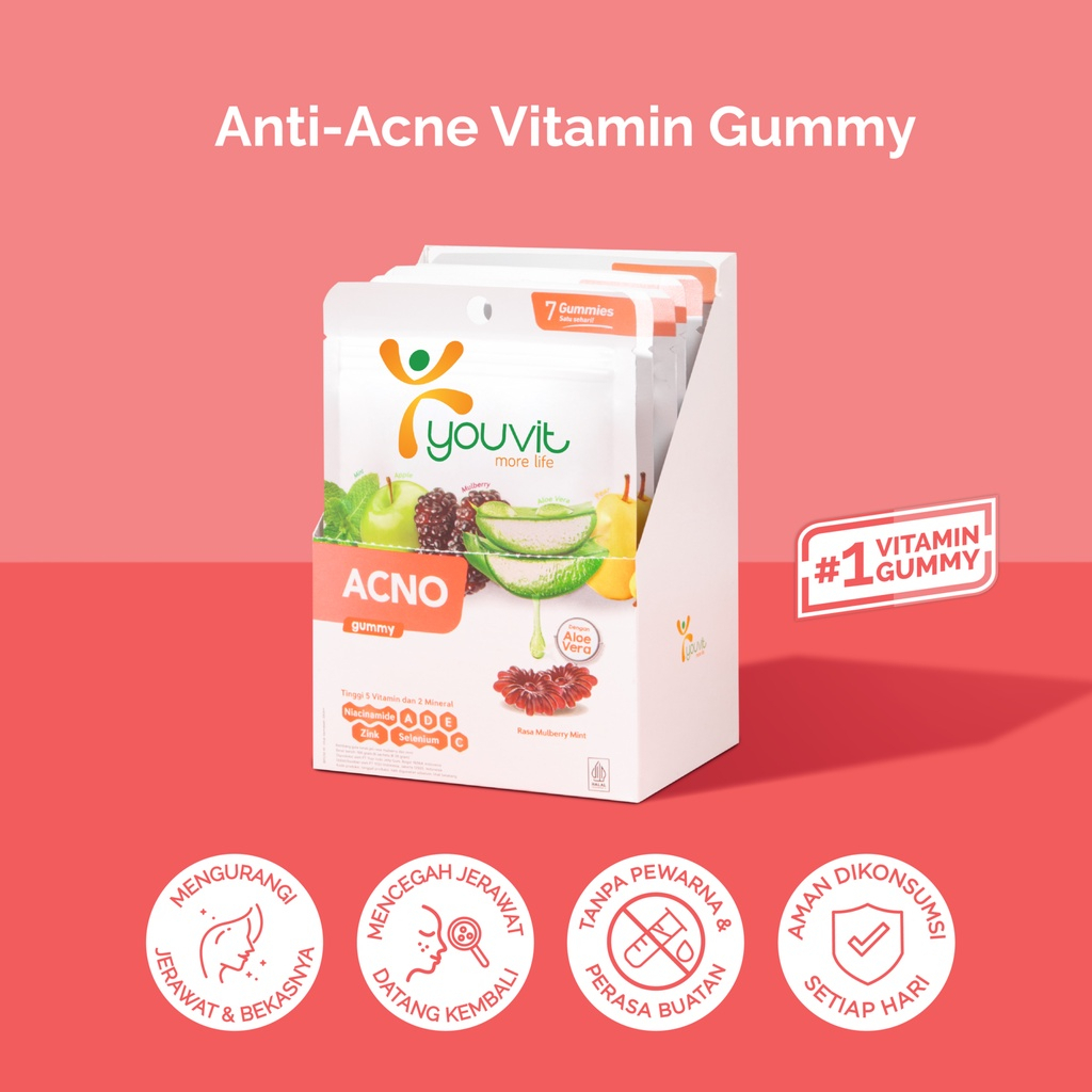 Youvit Acno Niacinamide Gummy untuk Anti Jerawat Isi 7 Pcs