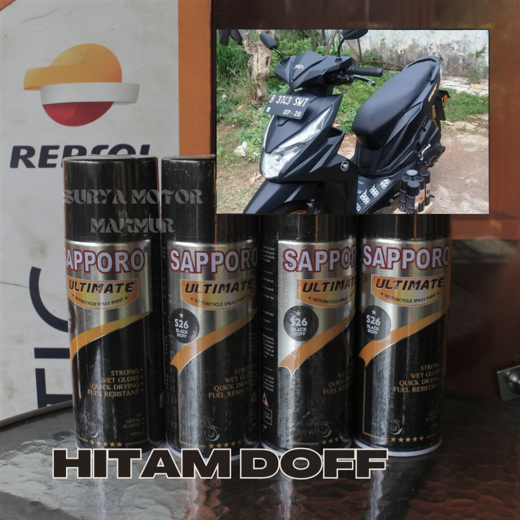 Pilok /Pilox SAPPORO ULTIMATE BLACK DOFF *S26 hitam doff Cat Semprot