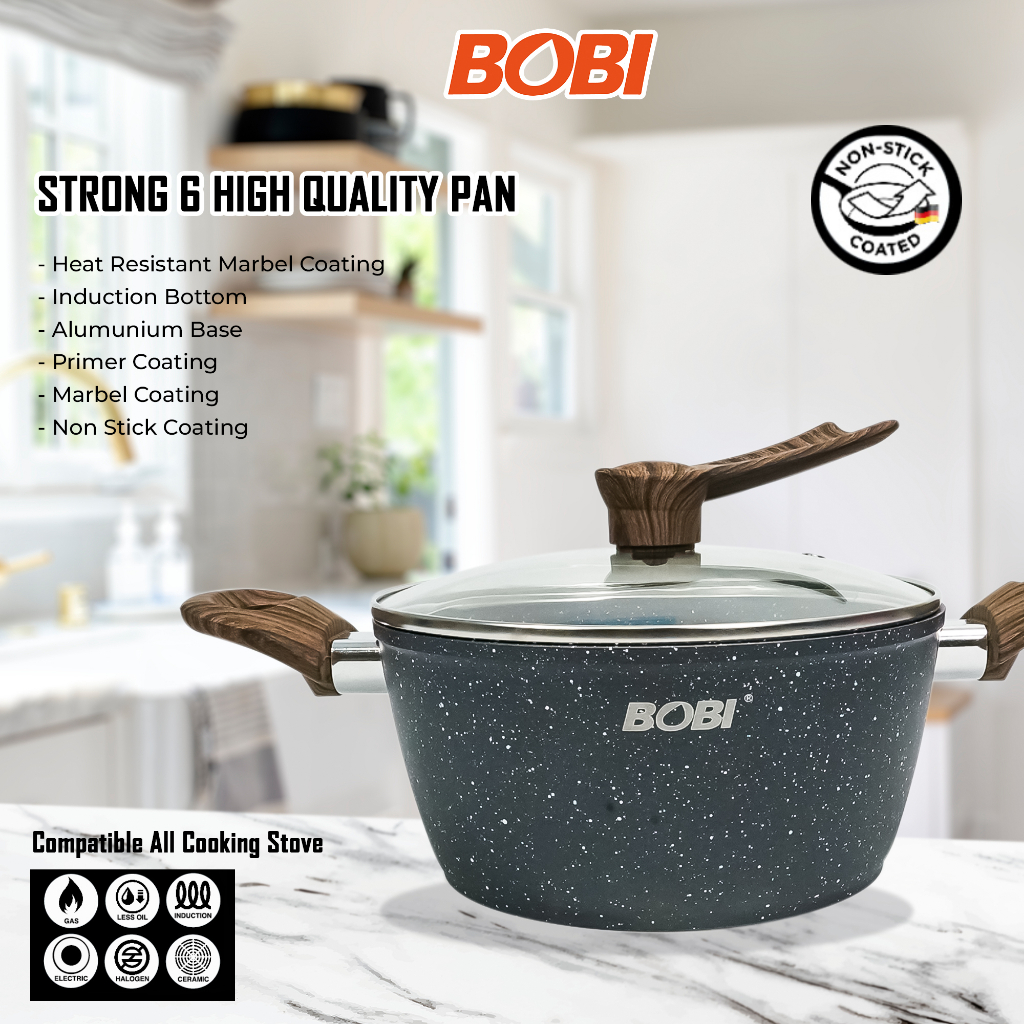 Casserole Cookware 20cm kode BB-C-20 // Panci Anti Lengket Pan Kuah Masak Goreng BOBI - Warna Random