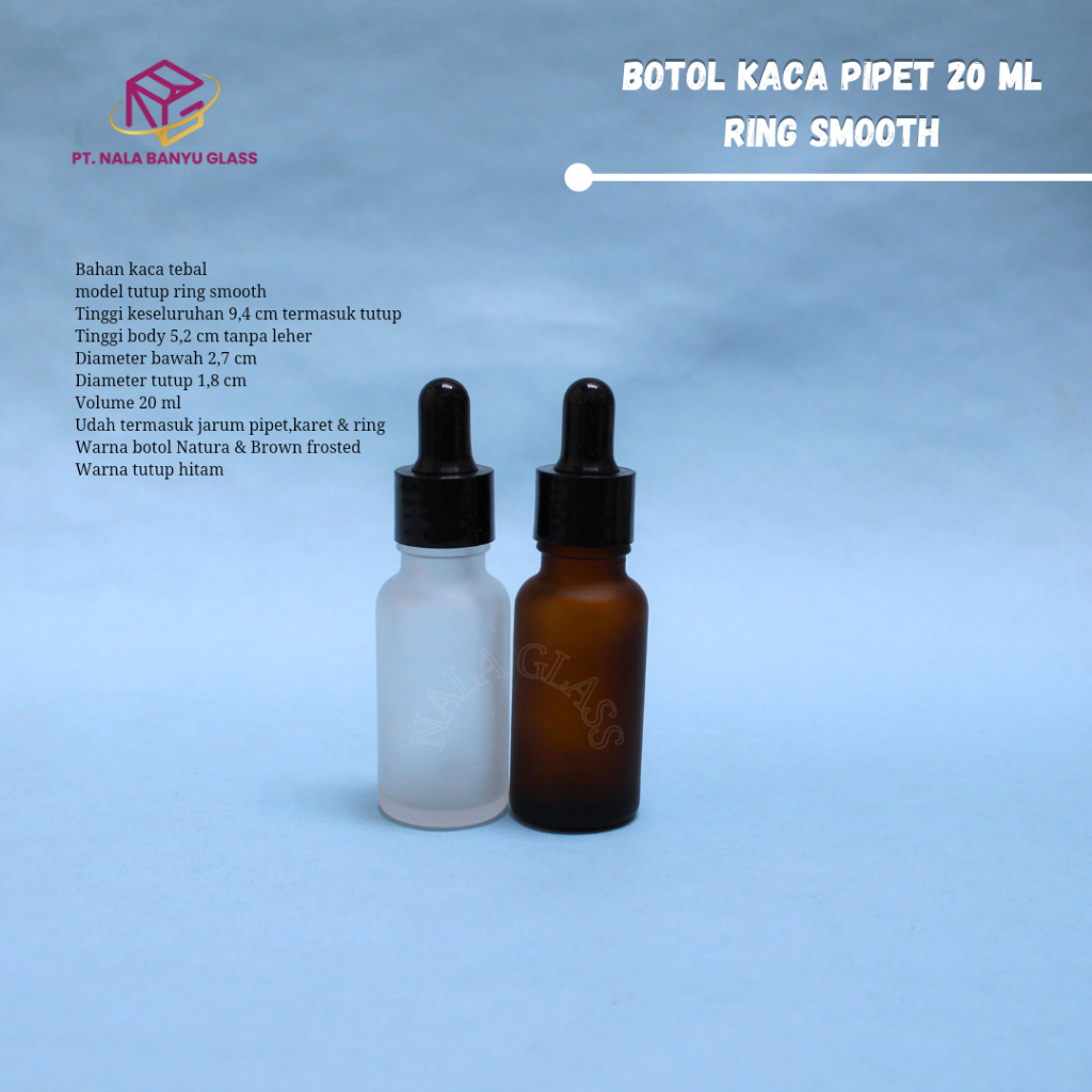 BOTOL PIPET 20ML KACA FROSTED /BOTOL SERUM 20ML RING HITAM SMOOTH