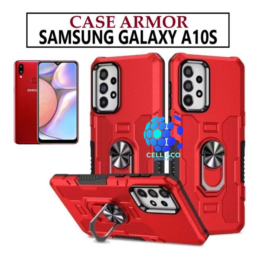 Case Armor SAMSUNG A10S Iring Cincin Magnetic Kesing Hp Protect kamera Premium Hard Case Standing Robot Pelindung Kamera